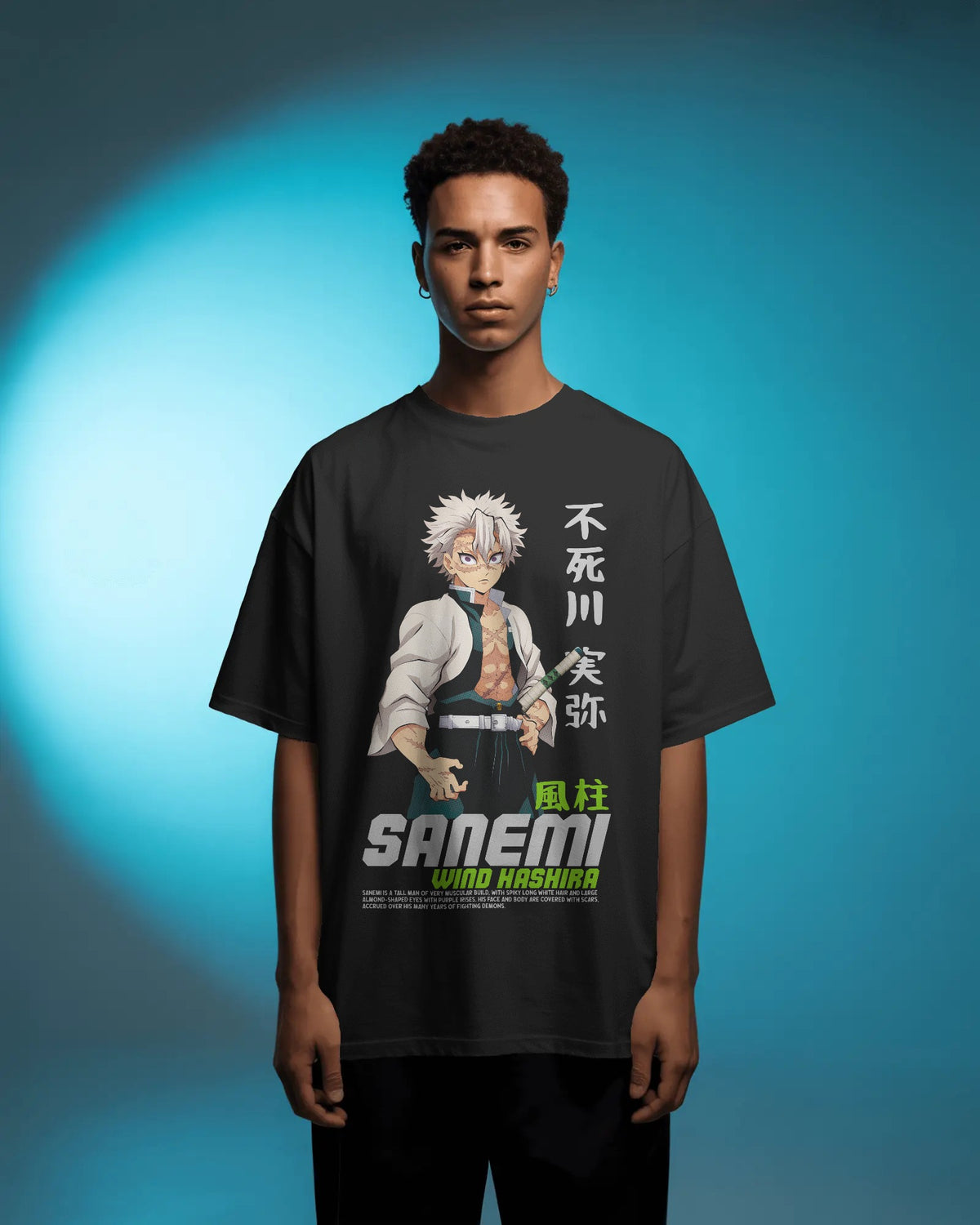 Sanemi Wind Hashira Black Oversized T Shirt