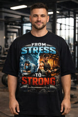 From Stress to Strong – Oversized Gym Motivation T-Shirt